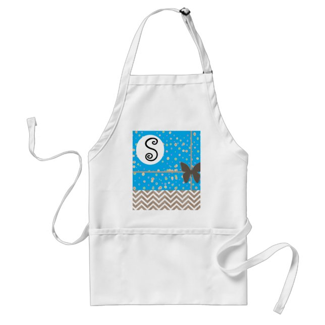 Chevron Brown  Monogram Butterfly Apron Template (Front)