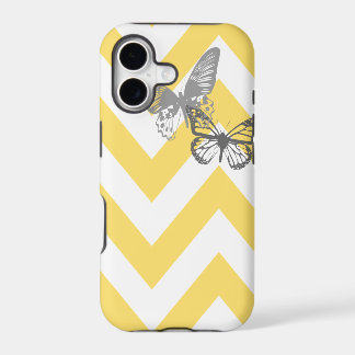 Chevron Butterflies Iphone Case | Yellow Grey