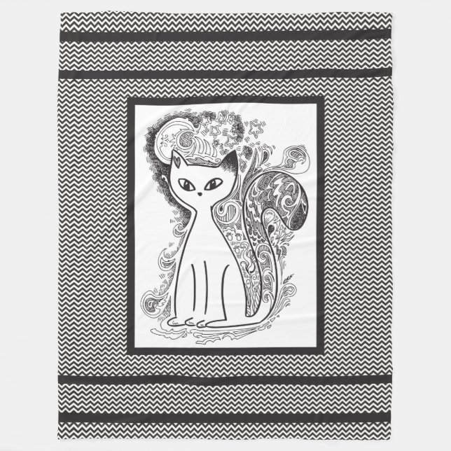 Chevron Cat Fleece Blanket (Front)