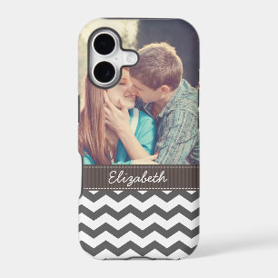 Chevron Charcoal Grey Zigzag Stripes Personalised
