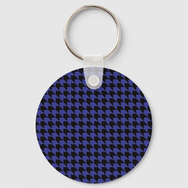 Chevron Check Blue and Black Key Ring (Front)