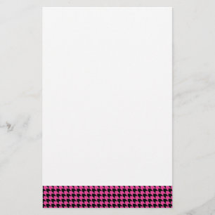Chevron Checks Hot Pink and Black Stationery