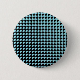 Chevron Checks Sky and Black 6 Cm Round Badge