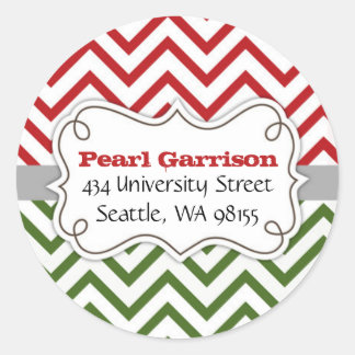 Chevron Christmas Circle Return Address Label