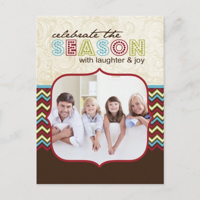 Chevron Christmas Photo Postcards (Front)