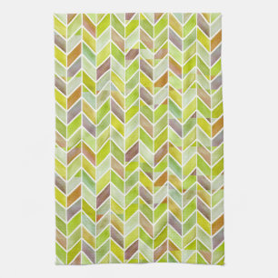 Chevron Citron Wood Kitchen Tea Towel