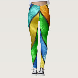 Chevron Coloured Glass Texture Leggings