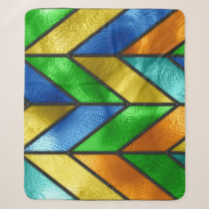 Chevron Coloured Glass Texture Sherpa Blanket