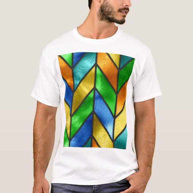 Chevron Coloured Glass Texture T-Shirt (Front)