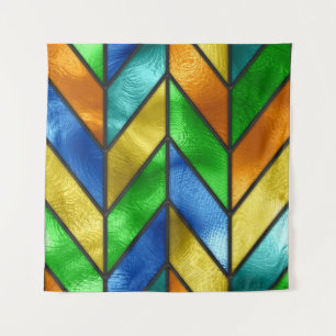 Chevron Coloured Glass Texture Tapestry