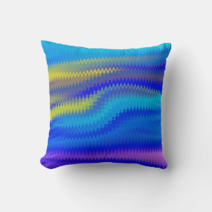 Chevron Colourful Waves Paint Art Design Abstract Cushion