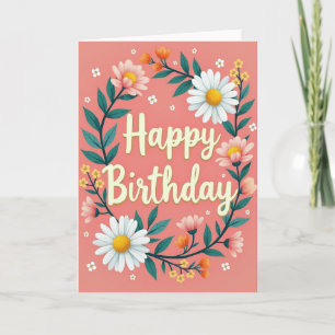 Chevron Coral Birthday Card