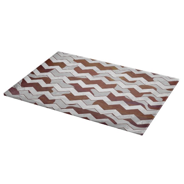 Chevron Cow Brown and White Print Cutting Board (Corner)