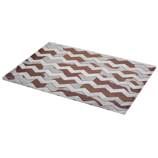 Chevron Cow Brown and White Print Cutting Board (Corner)