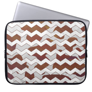 Chevron Cow Brown and White Print Laptop Sleeve