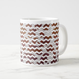 Chevron Cow Brown and White Print Large Coffee Mug