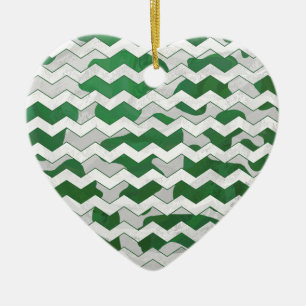 Chevron Cow Green and White Print Ceramic Tree Decoration