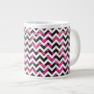 Chevron Cow Hot Pink and Black Print Large Coffee Mug