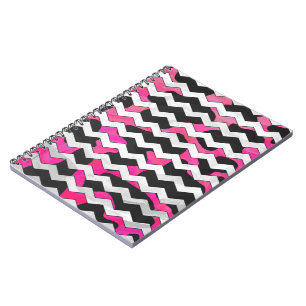 Chevron Cow Hot Pink and Black Print Notebook