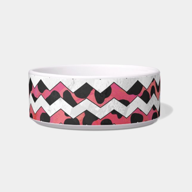 Chevron Cow Pink and Black Bowl (Right)