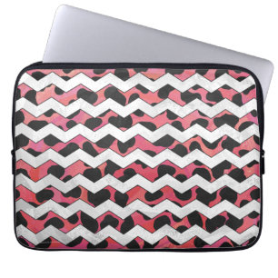 Chevron Cow Pink and Black Laptop Sleeve