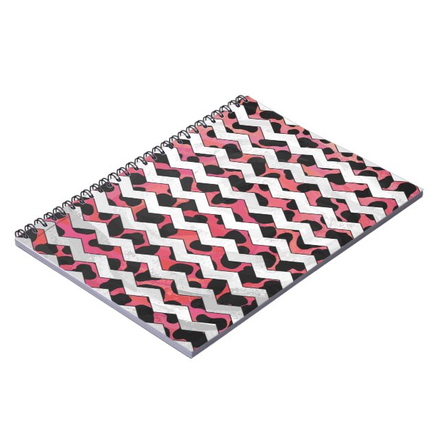 Chevron Cow Pink and Black Spiral Notebook (Left Side)