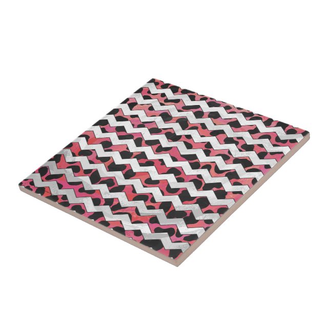 Chevron Cow Pink and Black Tile (Side)