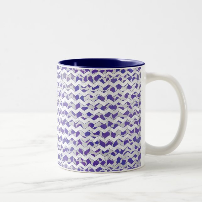 Chevron Dalmatian Purple and White Two-Tone Coffee Mug (Right)