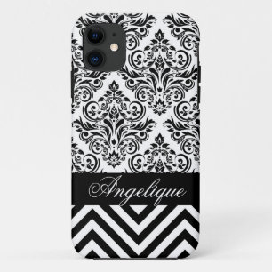 Chevron Damask Designer black   white Case-Mate iPhone Case