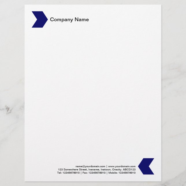 Chevron - Deep Navy Blue Custom Letterhead (Front)