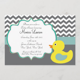 Chevron Ducky Modern Baby Shower Invitation