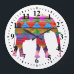 Chevron Elephant Pattern Large Clock<br><div class="desc">Chevron Elephant Pattern. Please Select Customise. Remove or change image "Numbers 1-12" prior to purchase. Design is available on other products.</div>
