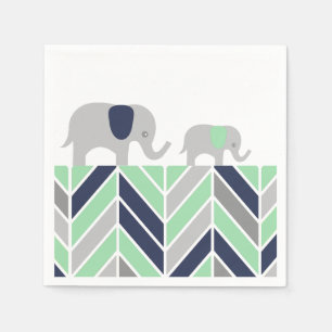 Chevron Elephants Modern Baby Napkin
