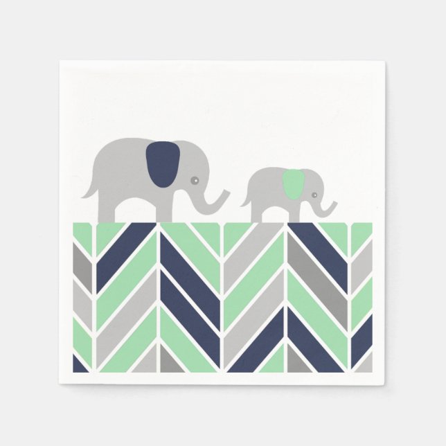 Chevron Elephants Modern Baby Napkin (Front)