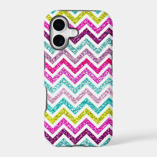Chevron Faux Glitter Rainbow Coloful Girly Bling
