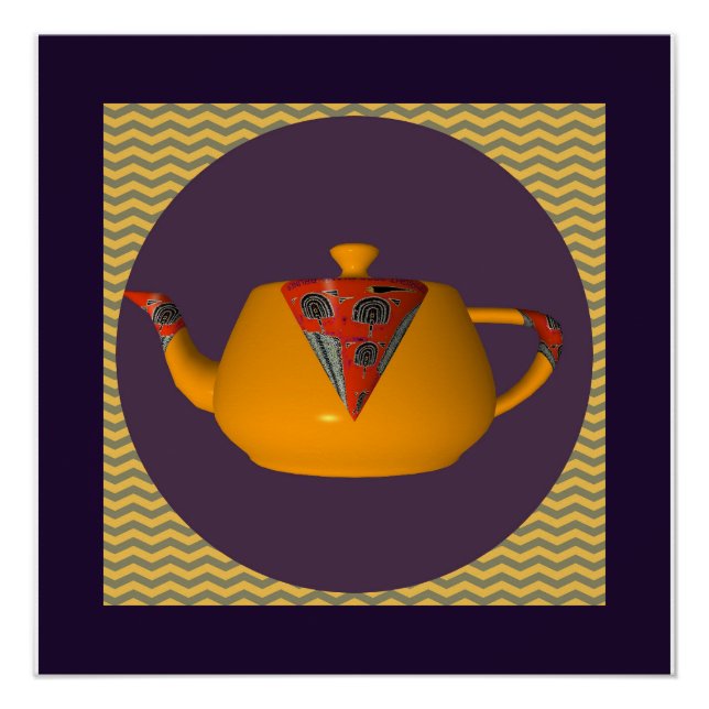 Chevron Geo Yellow Teapot  Poster (Front)
