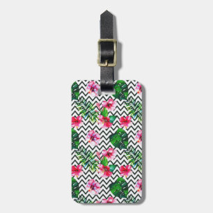 Chevron Geometric Summer Tropical Floral Luggage Tag