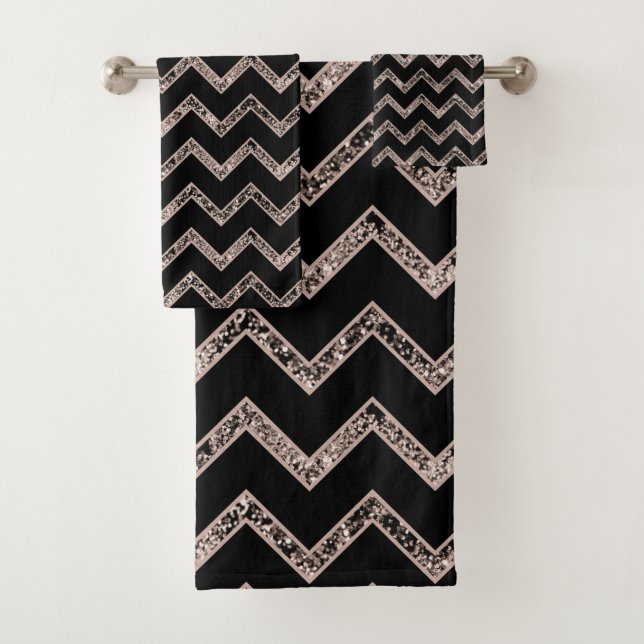 Chevron Glitter Glam #3 Bath Towel Set (Insitu)