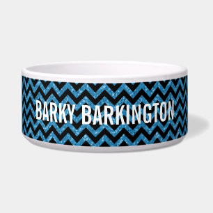 Chevron Glitter Look Dog Bowl