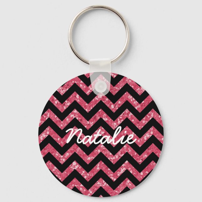 Chevron Glitter Look Keychain (Front)