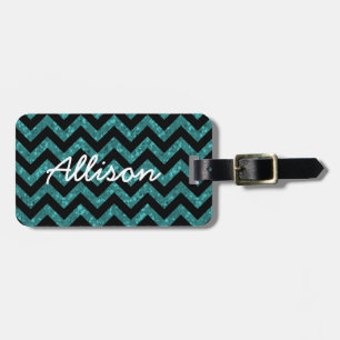 Chevron Glitter Look Luggage Tag