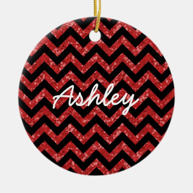Chevron Glitter Look Ornament (Front)