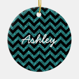 Chevron Glitter Look Ornament