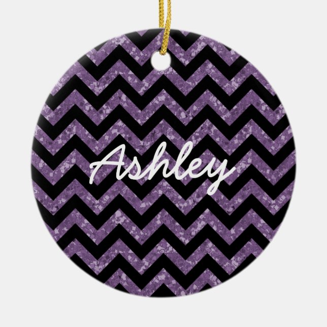 Chevron Glitter Look Ornament (Front)