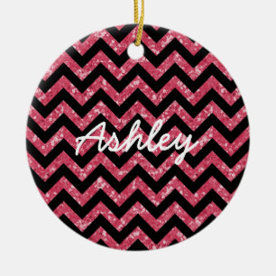 Chevron Glitter Look Ornament
