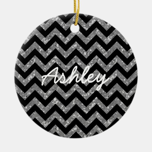 Chevron Glitter Look Ornament (Front)