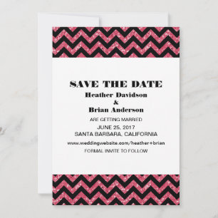 Chevron Glitter Save the Date Invite, Pink Invitation
