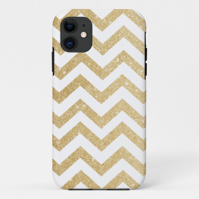 Chevron Gold Faux Glitter iPhone 5/5S Case (Back)
