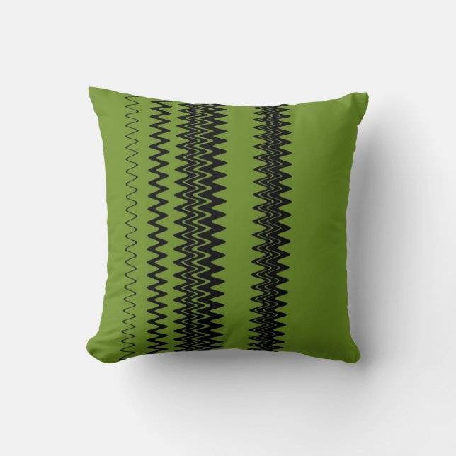 Chevron Green Zigzag Stripes Art Design Cushion (Front)