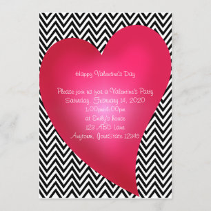 Chevron Heart Valentine's Day Party Invitation